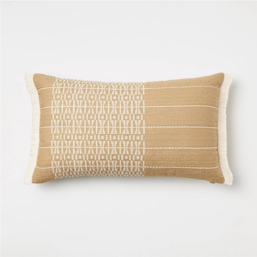 Oversized Embroidered Striped Lumbar Throw Pillow Brown - Threshold™Studio McGee